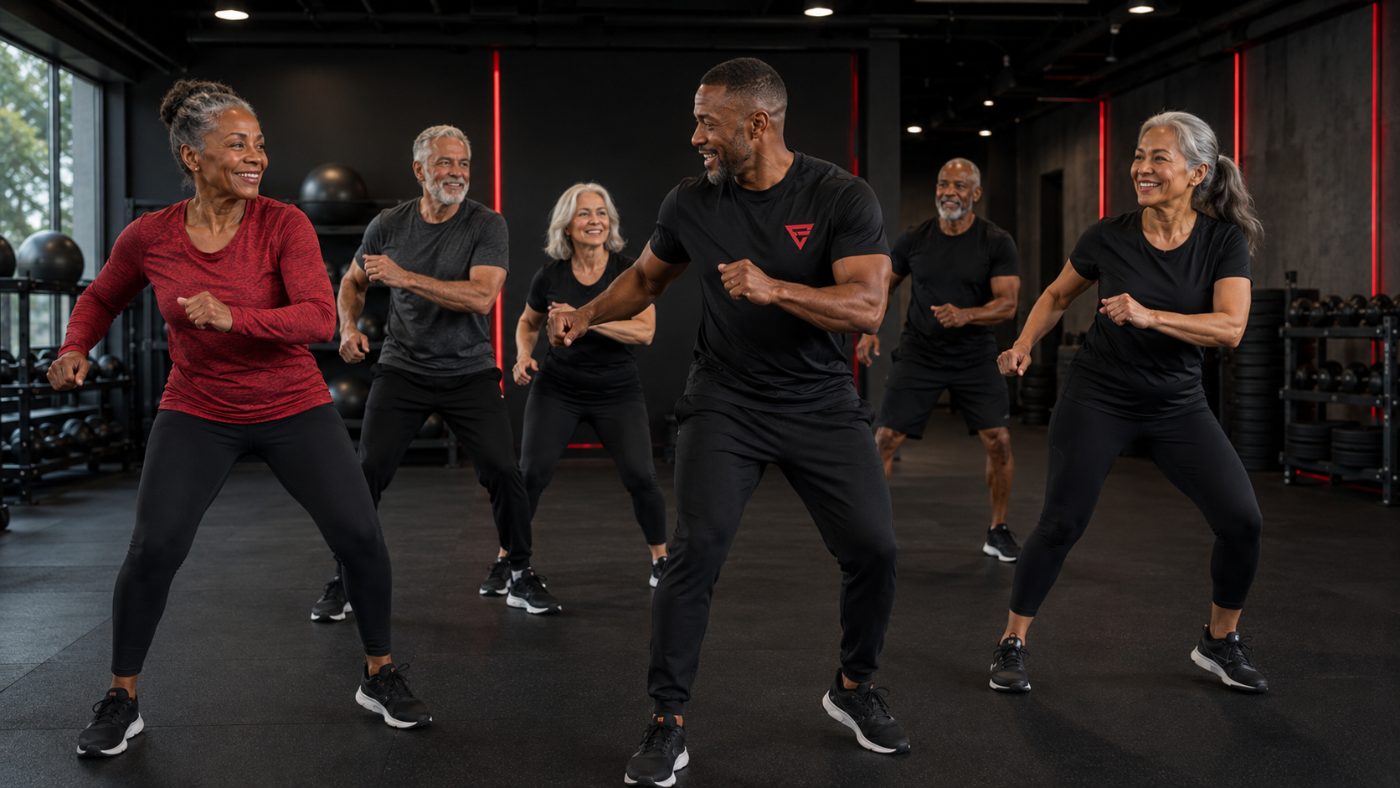Group fitness class for older adults